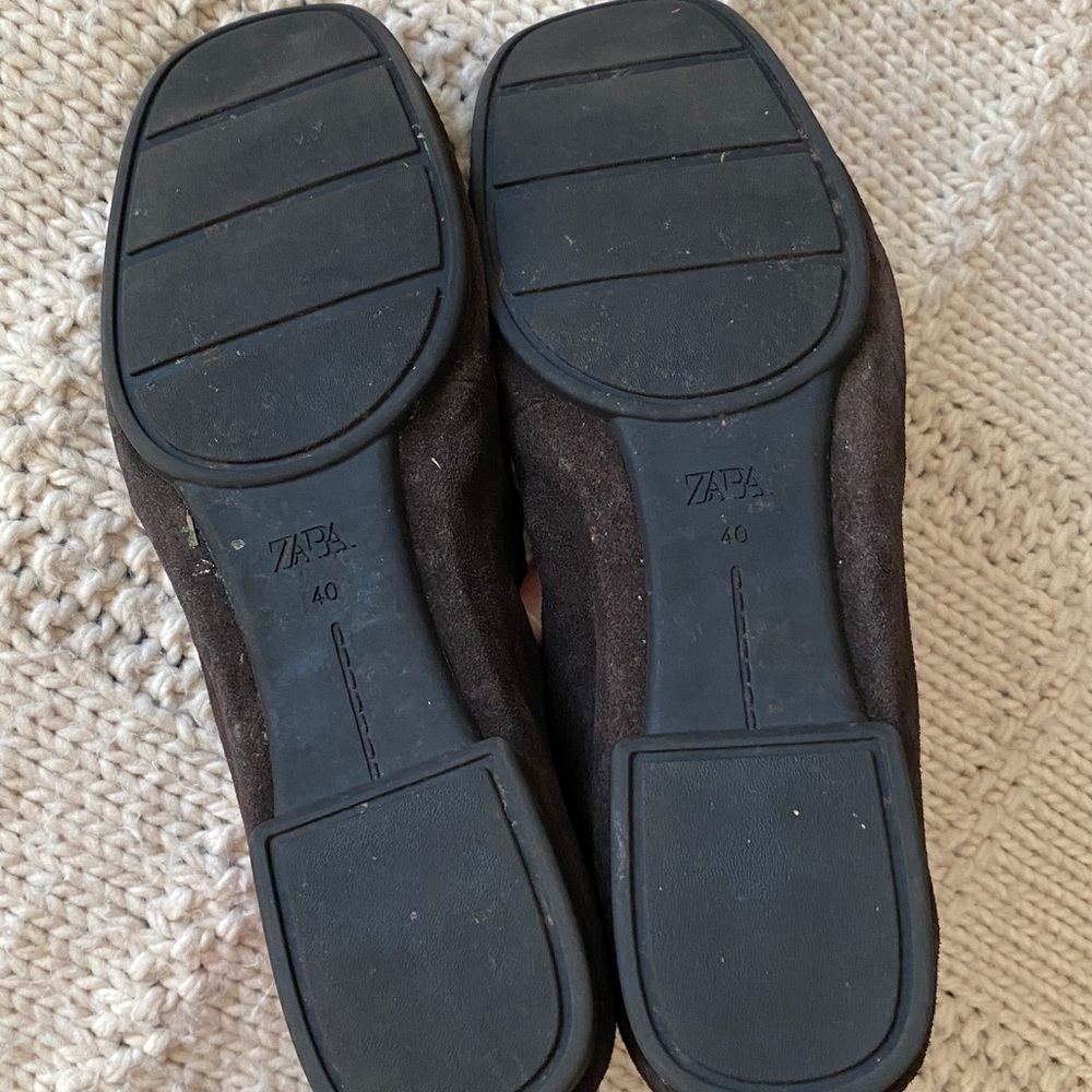 Zara Chocolate Brown Suede Penny Loafers - Picture 5 of 5